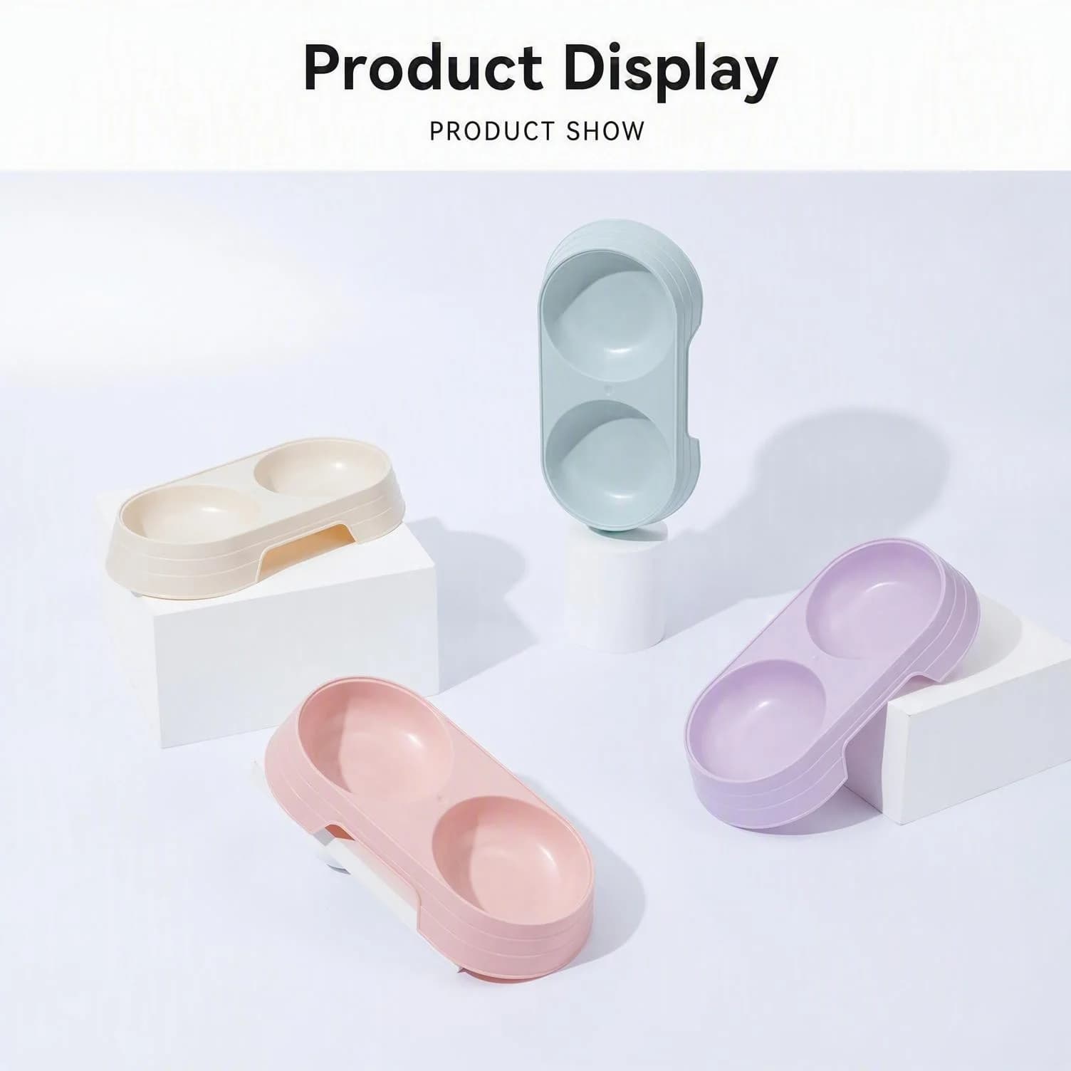 MUSENUOIS Cat Bowl Cat Plastic Double Bowl Pet Eater Water and Food Integrated Tall Pet Bowl Dog Pet Supplies