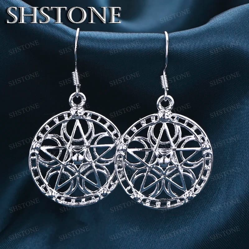 Personalized 925 Sterling Silver Round Hollow Carved Pattern Drop Earrings For Women High-Quality Jewelry Birthday Party Gifts