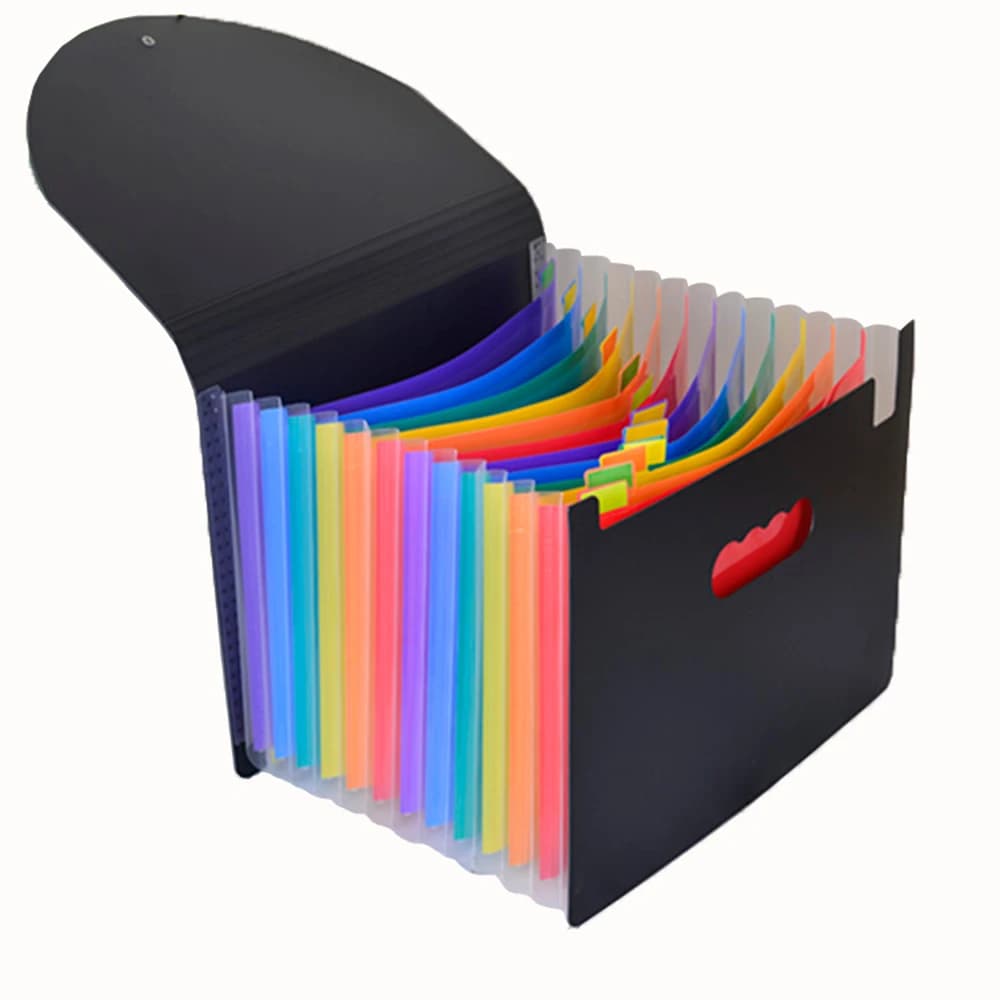Cartella portadocumenti espandibile 13 tasche, cartella A4 per fisarmonica nera Borsa per documenti Forniture scolastiche per ufficio
