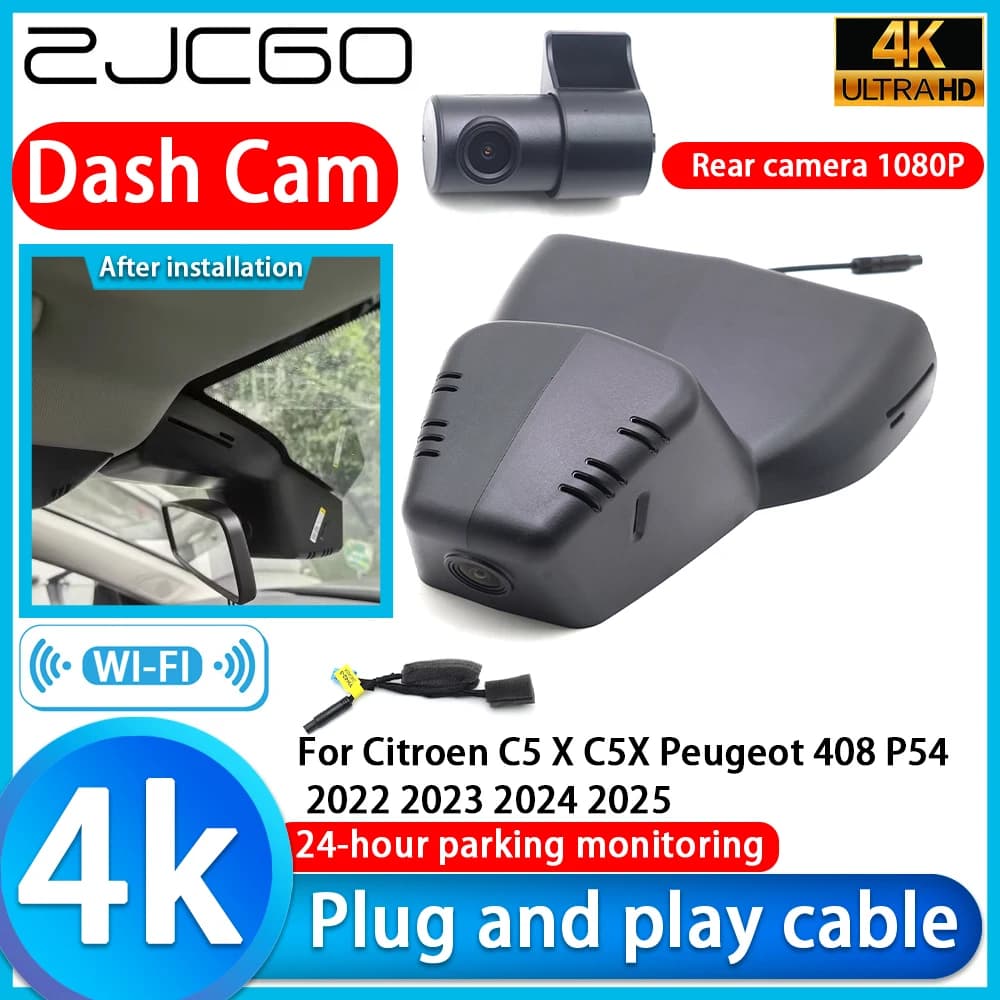 ZJCGO for Citroen C5 X Peugeot 408 2022 2023 2024 2025 Video Recorder 4K UHD Plug and Play DVR Dash Cam
