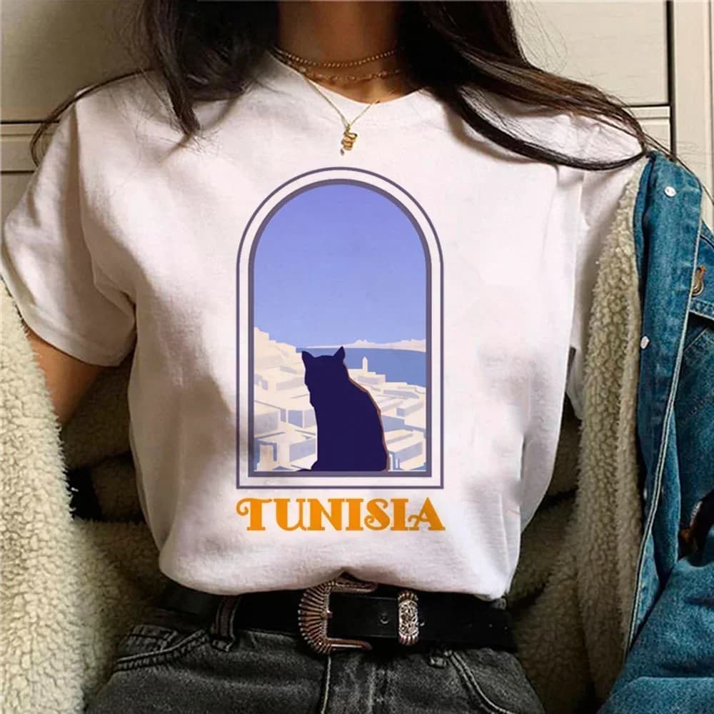 Tunisia t shirt donna divertente Y2K estate top girl designer abbigliamento giapponese