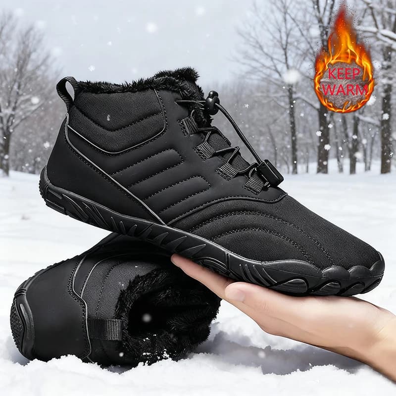 Stivali da neve Scarpe invernali da uomo Stivaletti a piedi nudi Sneakers da neve unisex Scarpe da trekking all'aperto Stivali da donna in peluche caldi in pelliccia
