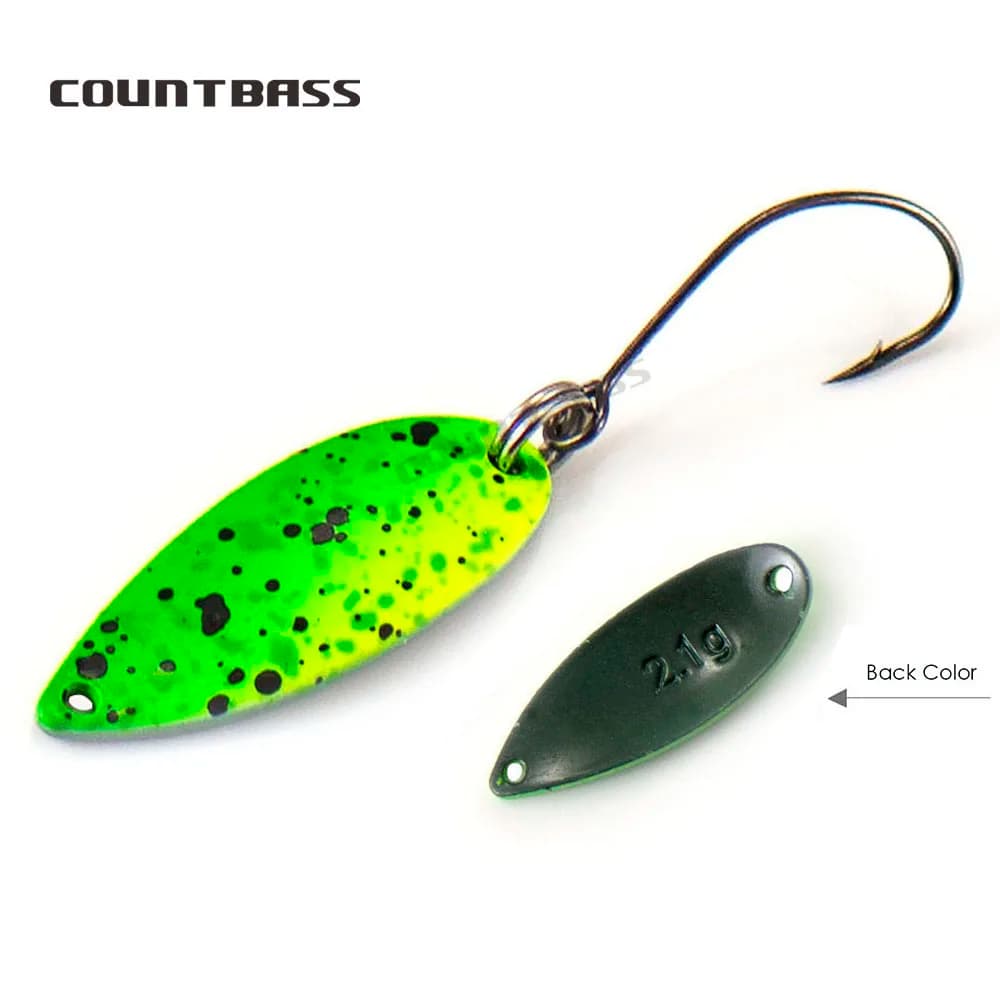 COUNTBASS Cucchiai da pesca alla trota 2.1g 5/64oz Esca da lancio per salmone Luccio Spigola Metallo Ottone Esche