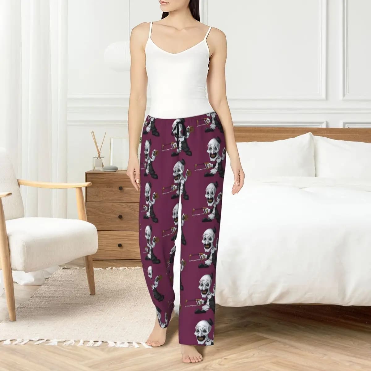 Pantaloni da pigiama personalizzati per film horror T-Terrifiers da donna, pantaloni da notte stampati con tasche