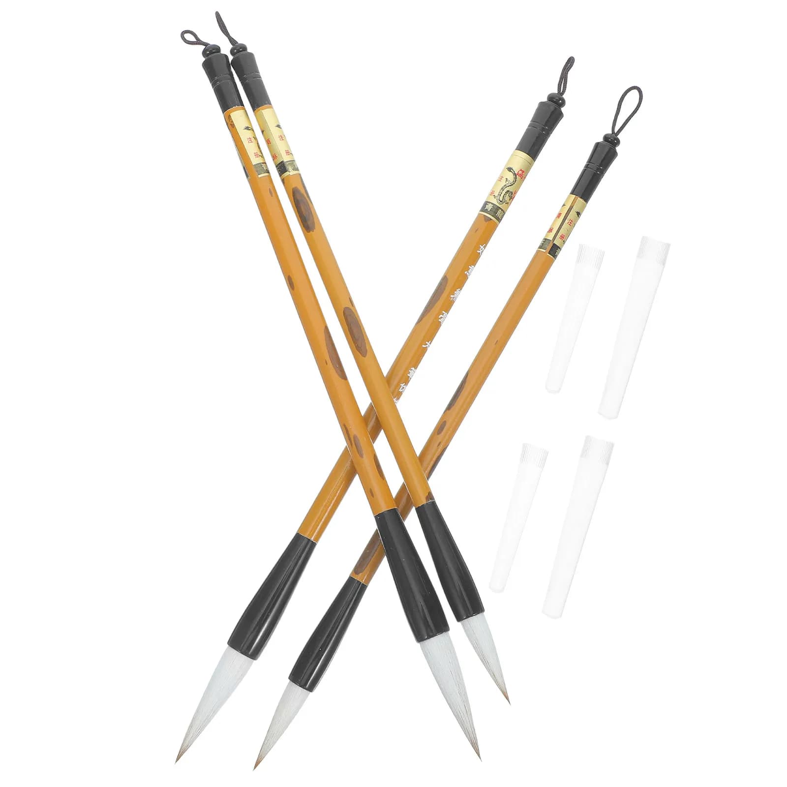 4Pcs Chinese Calligraphy Brushes Blended Hair Balanced Tip for Writing Painting Watercolor Ink Drawing Beginner Practice Set Art