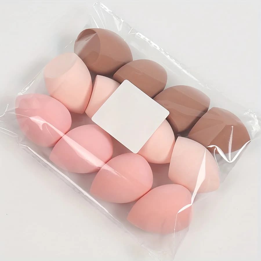 12-piece hydrophilic sponges - Latex-free multicoloured blenders for foundation/cream/dust | Travel kit All skin types
