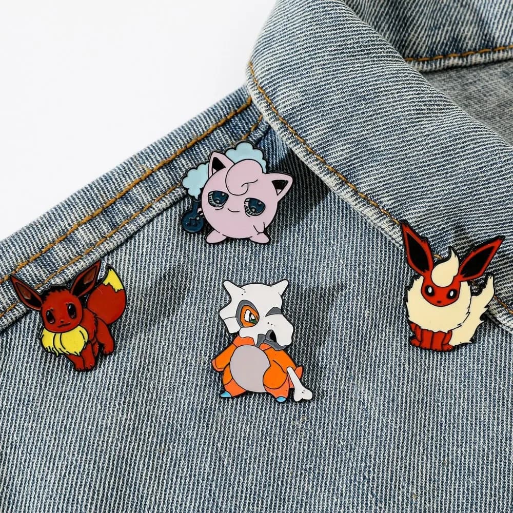 4 Pcs Characters Cartoon Brooch Flareon Jigglypuff Cute Enamel Pin Metal Badge Jewelry Clothing Backpack Accessorie Gifts