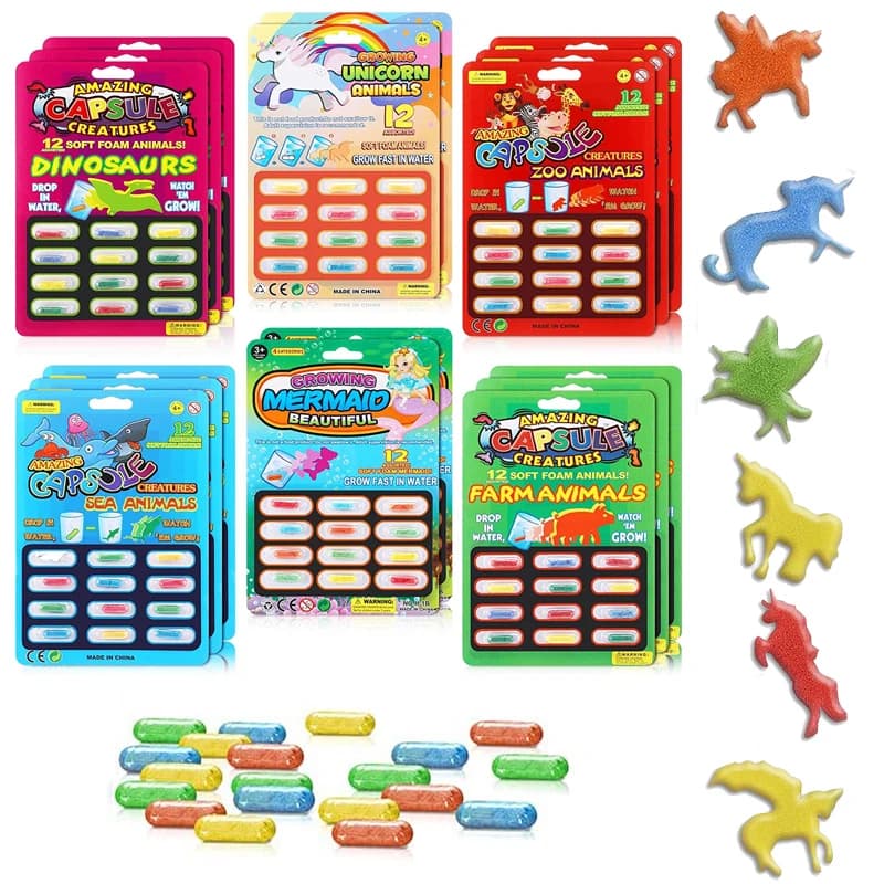 5 pezzi fai da te Mini capsula In crescita gonfiore dopo ammollo In acqua giocattoli divertenti creativi bagno per bambini giocattoli Puzzle genitore-figlio regali