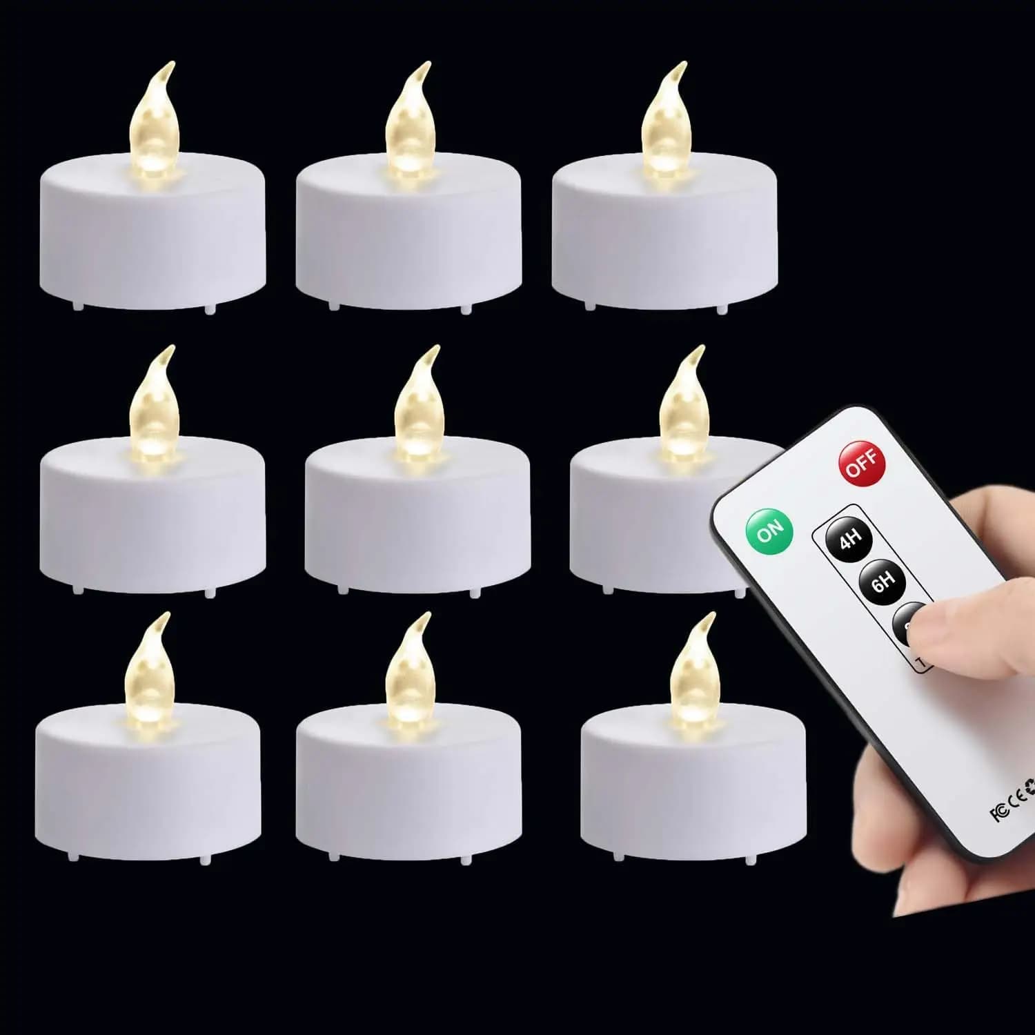 Set di 12 Candele LED a Batteria con Telecomando, Effetto Fiamma Realistico, 400 Ore di Autonomia, per Decorazioni Natalizie, Casa e Matrimoni