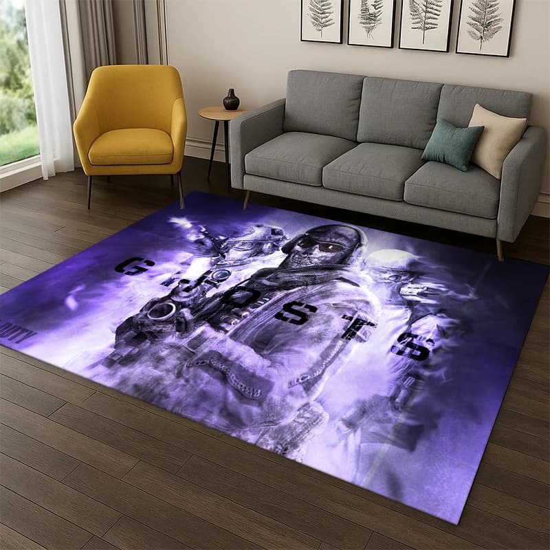 Tappeto Cartoon Call of Duty COD War Game per Camera da Letto, Soggiorno, Divano, Sala Giochi, Zerbino, Decorazione Casa, Tappeto Antiscivolo per Bambini
