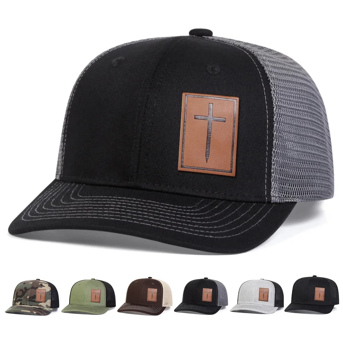 Unisex Baseball Hats on the Net with Brown Leather Label, Adjustable, Casual, For Spring/Summer, Dad Hat, Solar Protection
