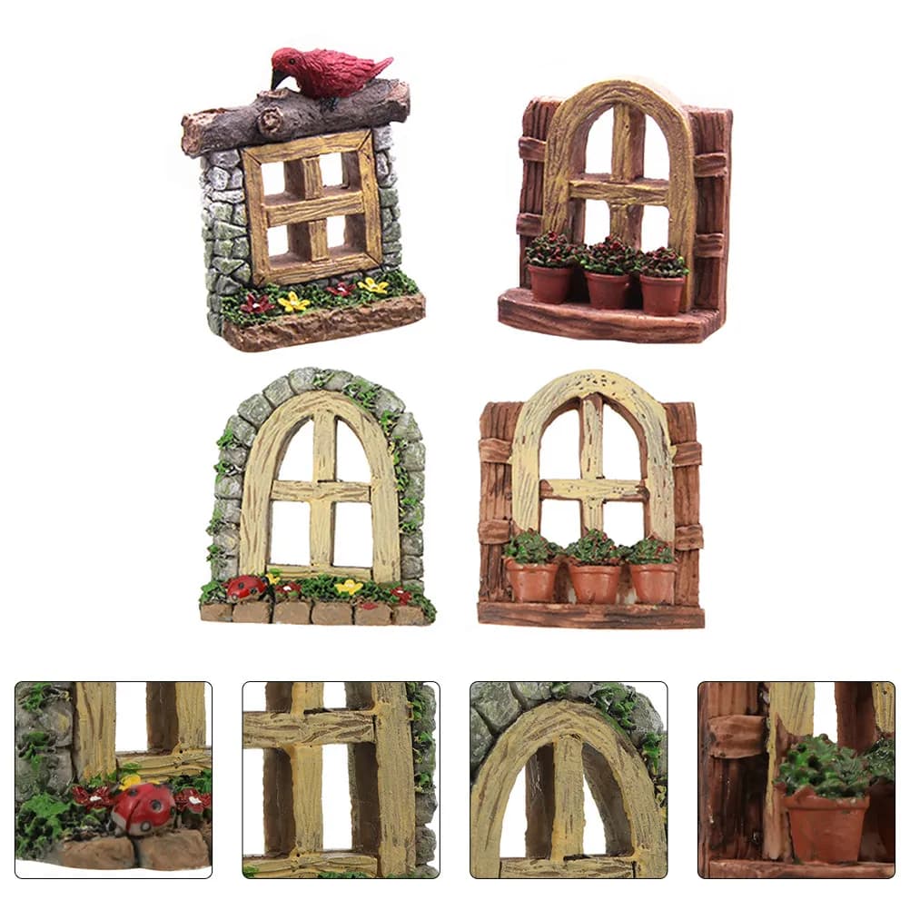 Set di 4 Vasi per Piante Succulente da Acquario, Ornamenti Creativi per Paesaggi, Decorazioni per Acquari, Vasi in Resina per Giardini in Miniatura, per Casa e Ufficio