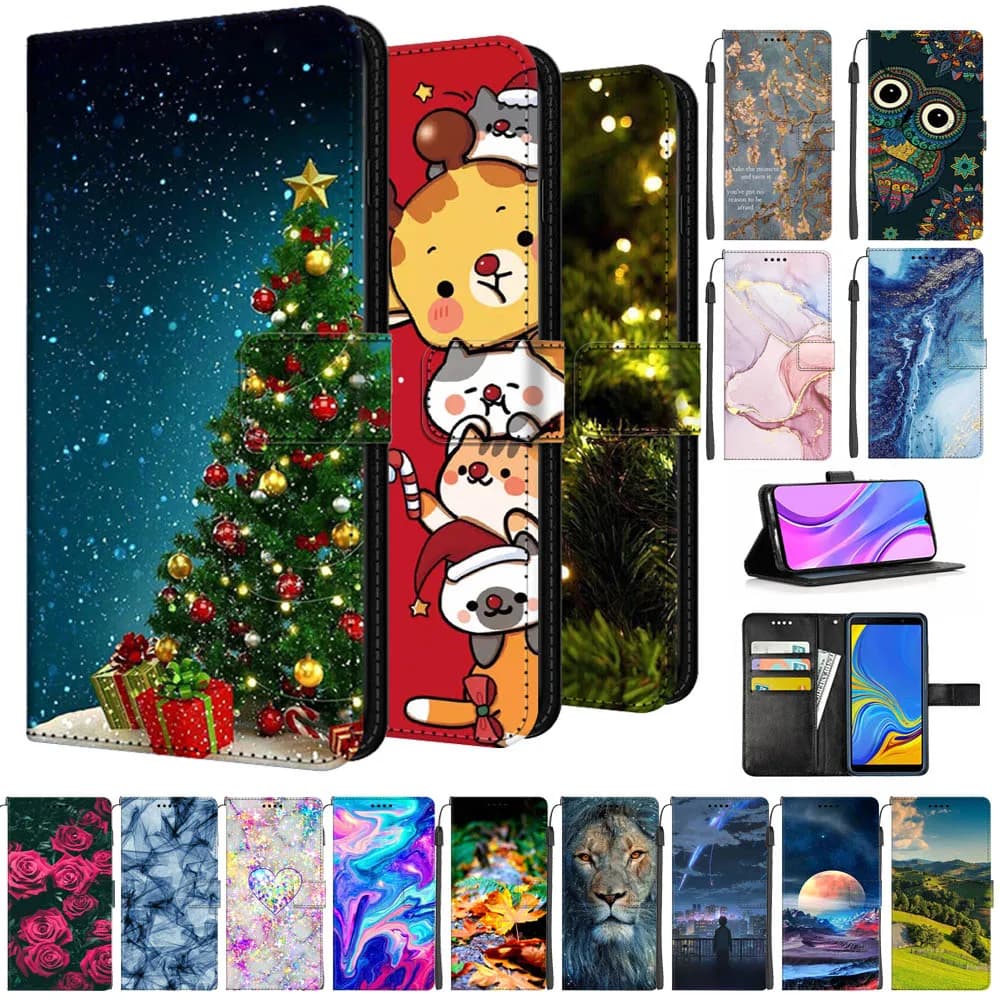 Christmas Leather Flip Cases For Realme GT Neo5 SE Marble Book Cover For Realme GT Neo 3T Neo2 Wallet Magnetic Phone Bags Stand