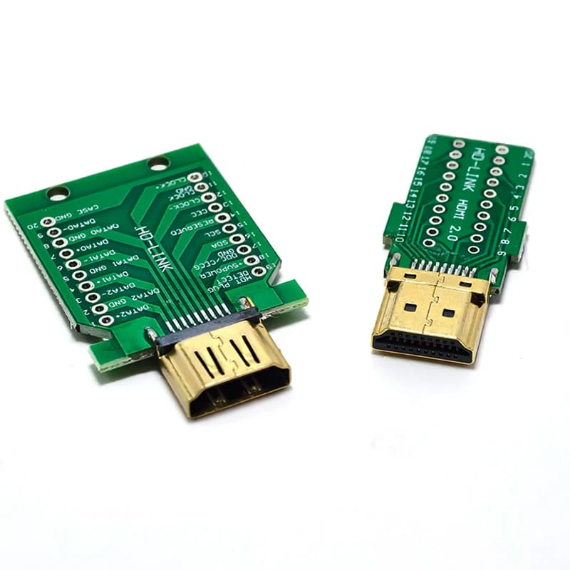 1 pz Connettore HDMI Standard Fai-da-te Saldabile Maschio-Femmina 19 Pin, Cavo 19+1 Placcato Oro per Riparazione