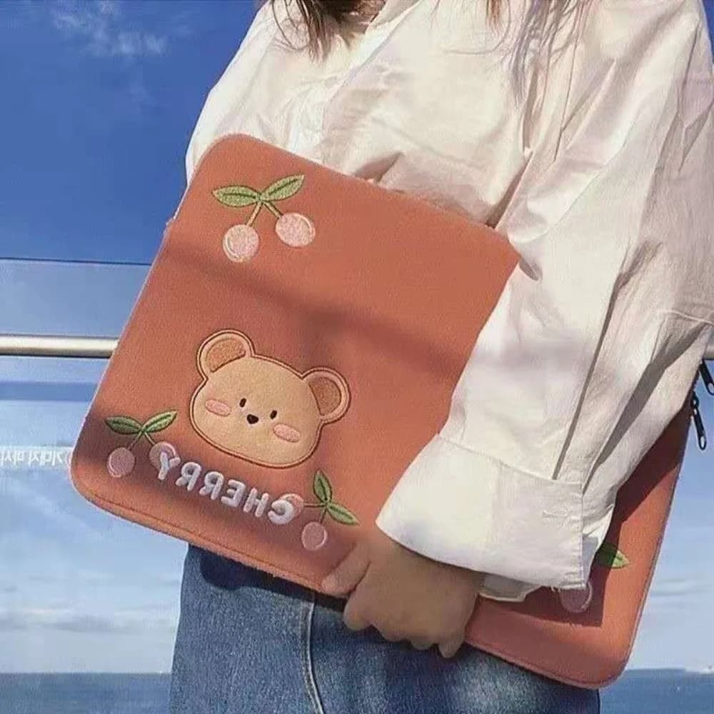 Nuova borsa per tablet da 11 pollici Borsa protettiva per laptop in cartone animato Borsa interna Custodia morbida per tablet in peluche per IPad Air/Samsung/Xiaomi