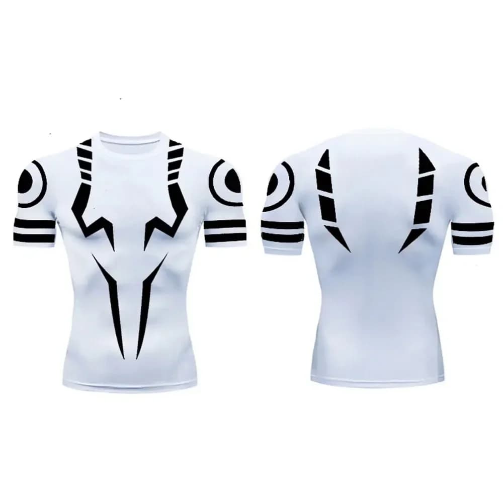 Maglietta a Compressione Anime Jujutsu Kaisen per Uomo, Stampa 3D Sukuna, Traspirante, per Calcio e Fitness, Abbigliamento Sportivo Aderente ad Asciugatura Rapida