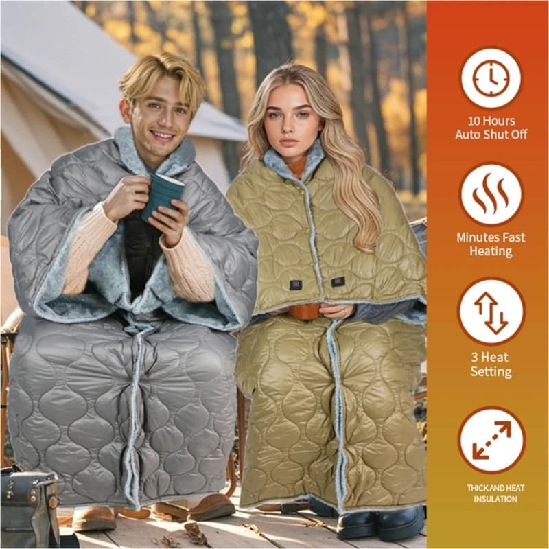 Coperta riscaldante elettrica USB trasportabile a 3 gradi calore per casa da viaggio in campeggio 160x70 Y5GB