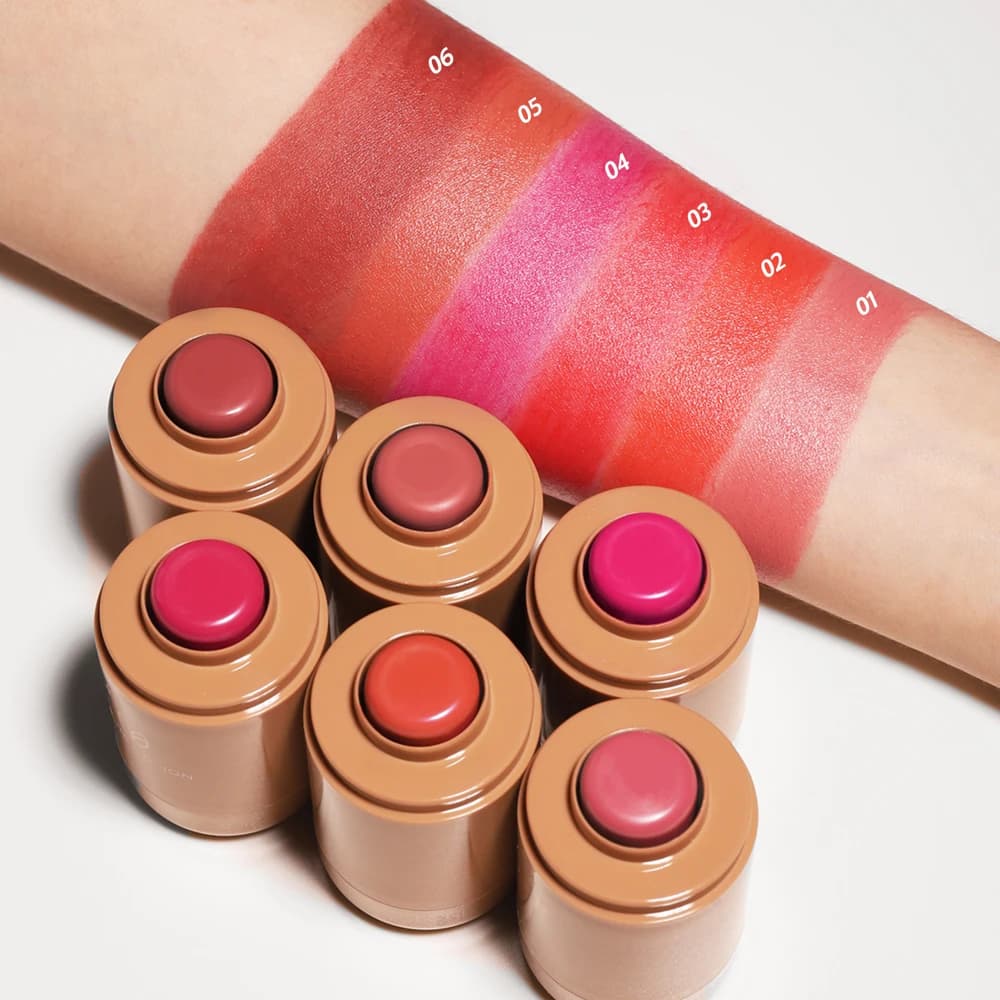 3-in-1 Matte Blush 6-Color Pocket Blush Stick, Matte Waterproof Lip & Cheek Duo, Creamy Natural Look,Face Makeup