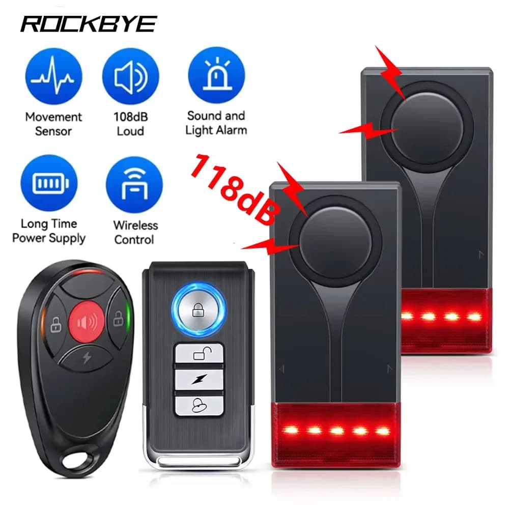 Rockbye Ship Vibrazione Suono e Allarme luminoso 108dB Forte allarme antifurto Regolazione Sensore per porte e finestre Accessori per navi