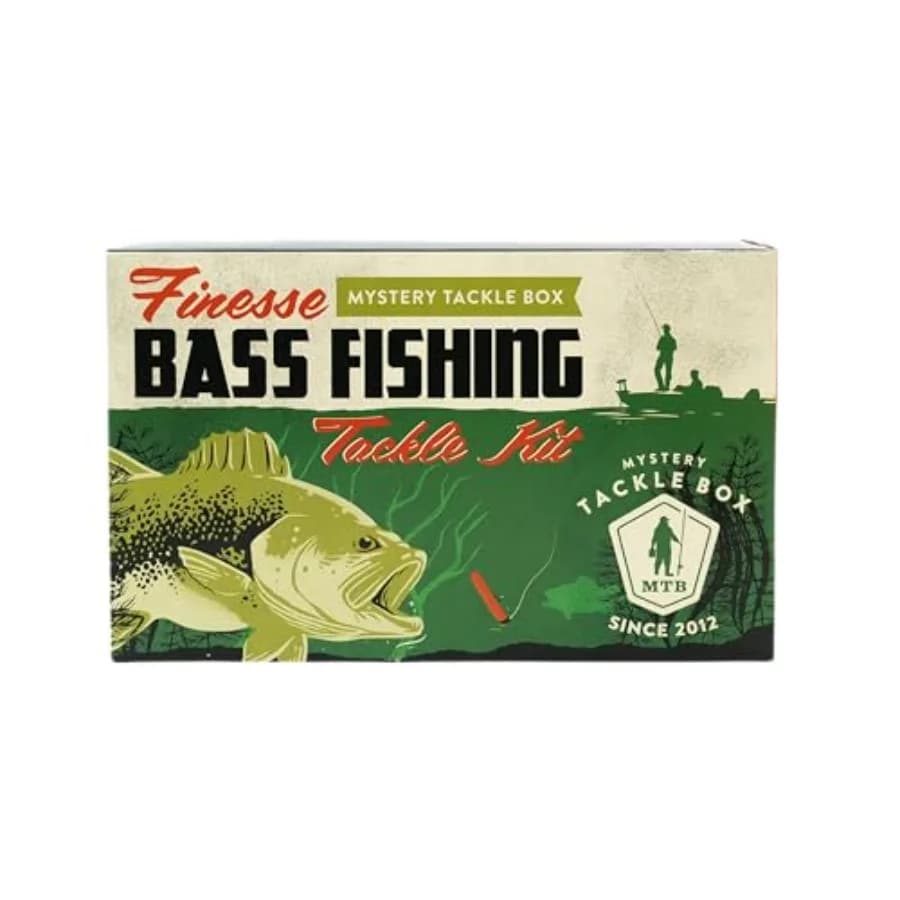 Mystery Tackle Box Kit da Pesca Finesse per Bass - 6-8 Esche per Bass di Acqua Dolce e di Mare - Include Decalcomania