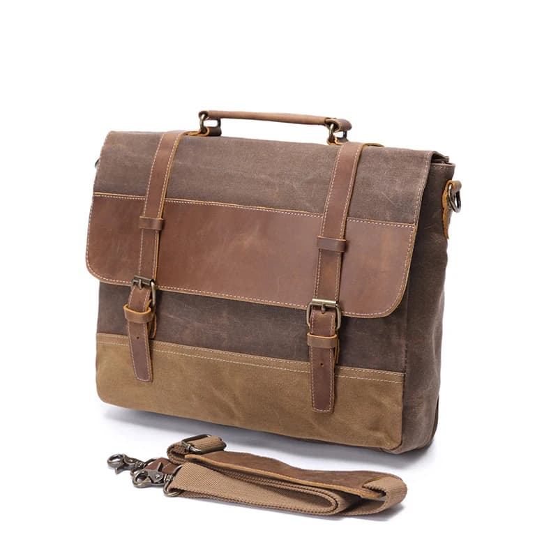 Waxed Leather Man Briefcase Crazy Handbag Double Shoulder Backpack PU Material Single Shoulder Bag for Men Business Travel
