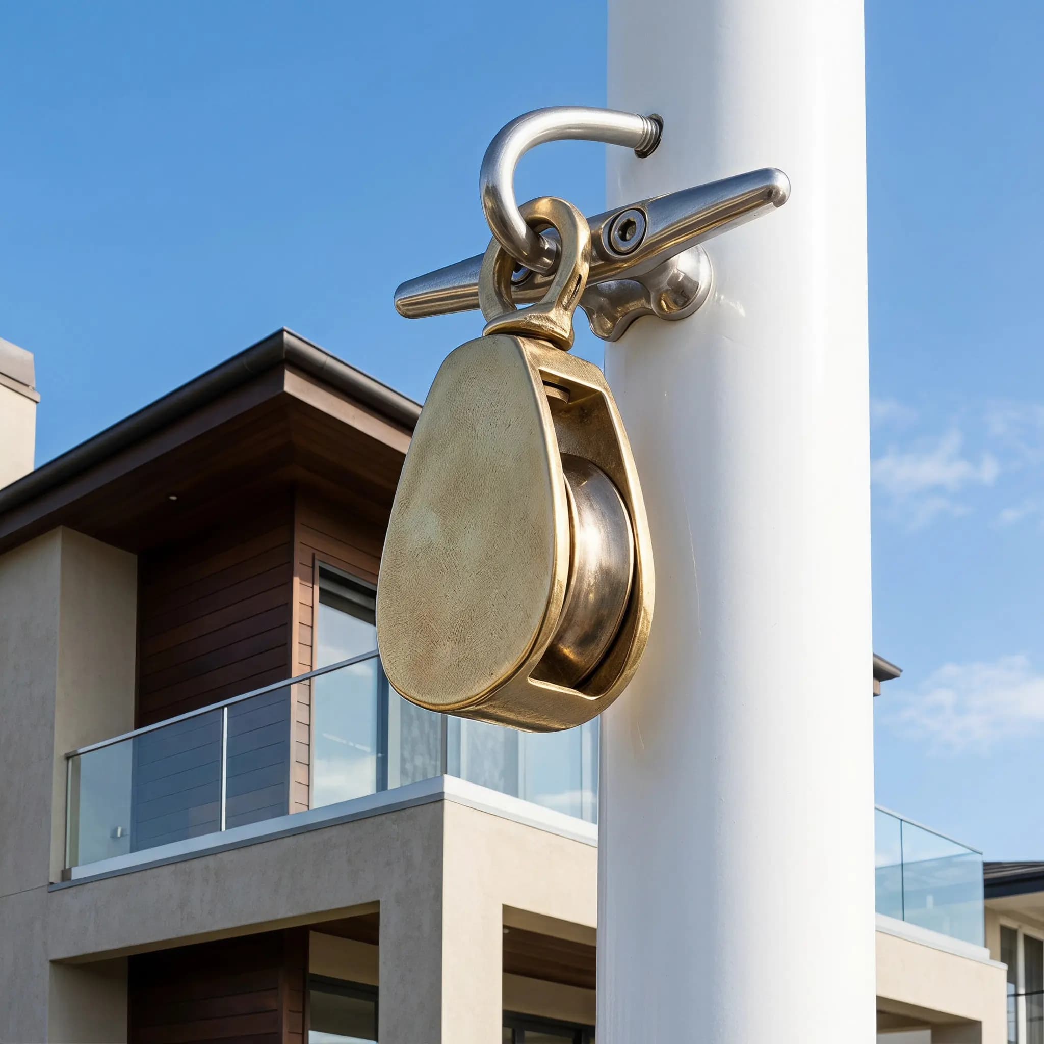 Brass Boat Flag Pulley Corrosion Resistant Marine Hardware for Yachts Sailboats Flag Rope Accessories Swivel Pulley