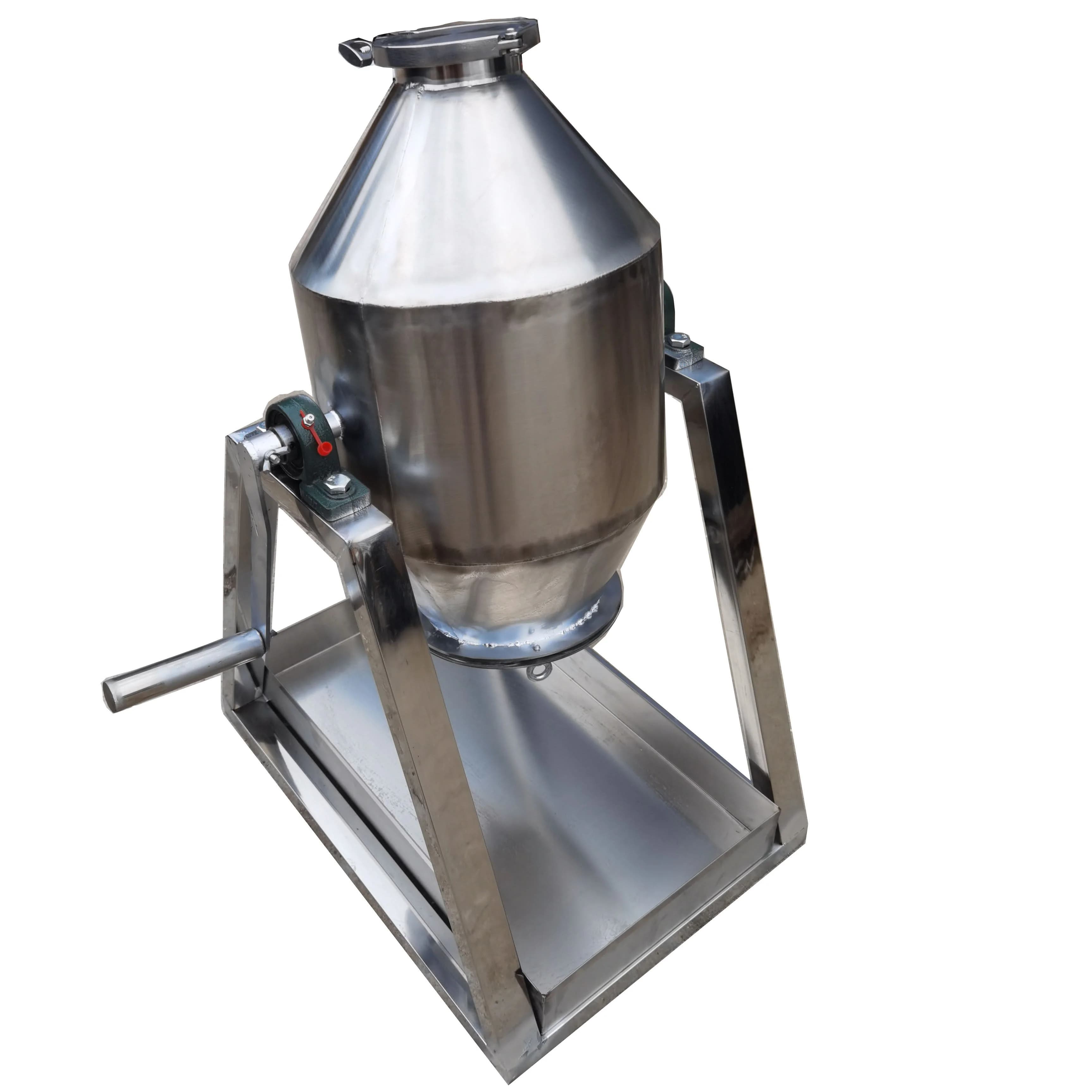 Stainless Steel Waist Drum Mixer, Dry Powder Blender, Pharmaceutical & Food Powder Mixing Machine, 360° Rotation Mixing Tank