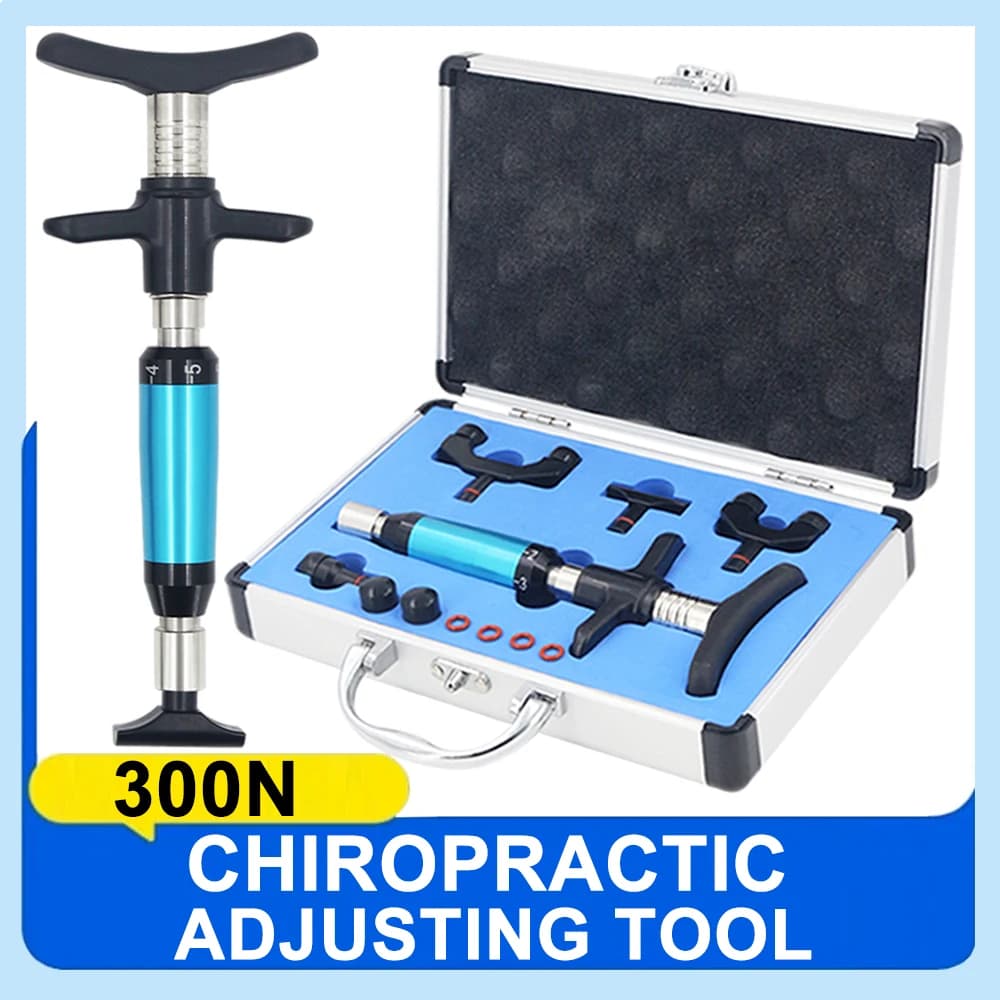 300N Manual Chiropractic Adjusting Tools Spine Correction Therapy Massager Gun Set 4 Head Chiropractic Equipment