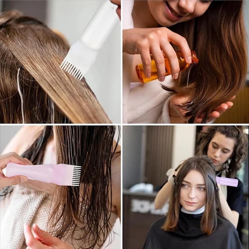 Bottiglia per applicatore pettine SYW-Root, bottiglia per applicatore per oliatura dei capelli per bottiglia per applicatore per capelli Tintura per capelli-2 pezzi