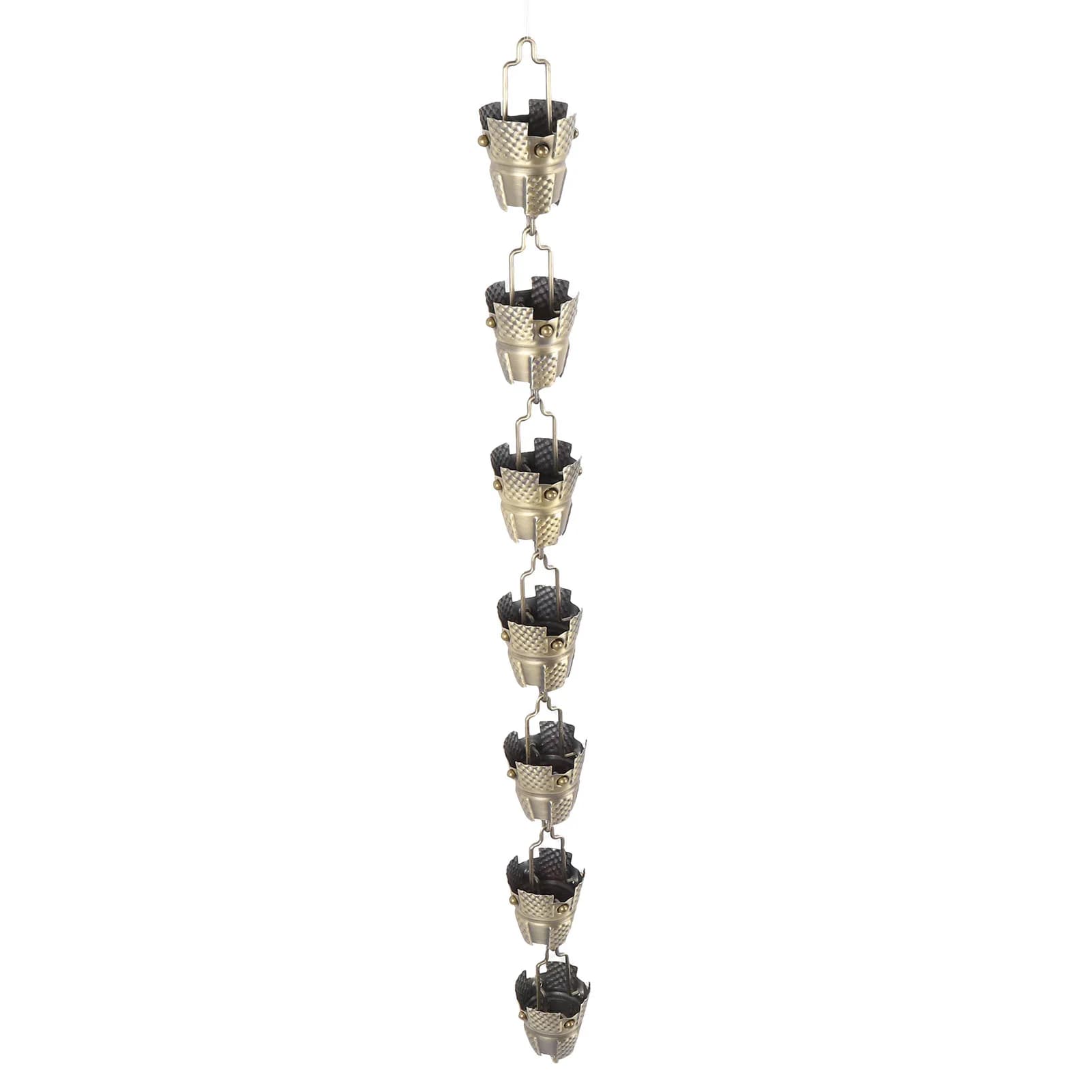 Catena per Pioggia in Ferro da 1m (3.3ft) con Finitura Bronzo Anticato, Decorativa a Treppiede per Grondaie, Ideale per Giardini e Patii Esterni