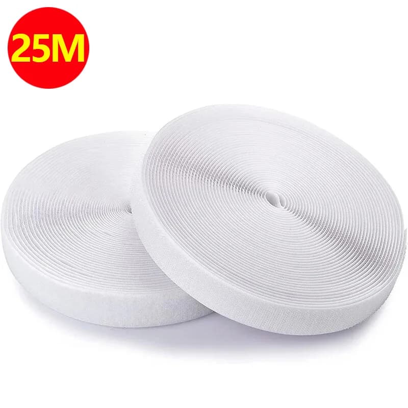 25 metri riutilizzabile magia striscia di nylon per uso domestico gancio e anello nastro di fissaggio non adesivo accessori per cucire fai da te 20/25/30/50mm bianco