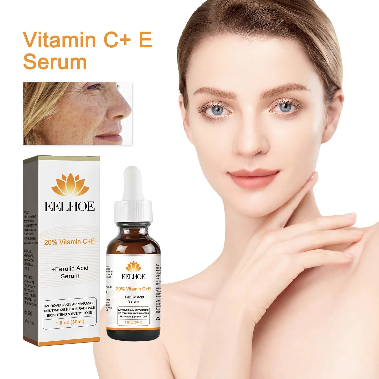EELHOE Vitamin C+E extract Shades thin lines, moisturizes, rejuvenates, moisturizes and repairs face essence 30 ml