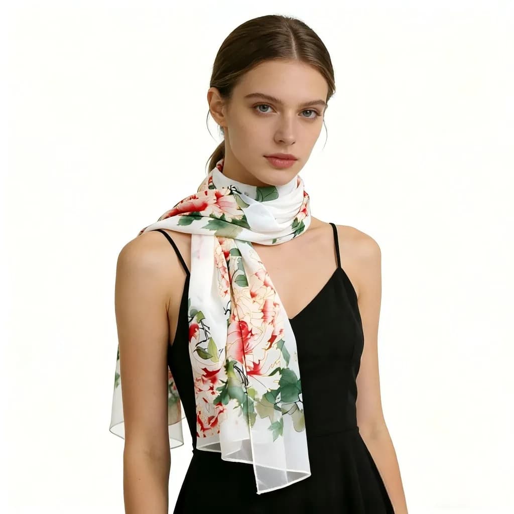Fashion Women Silky Georgette Chiffon Floral Printing Beach Scarf Shawls Long Wraps Shawl Beach Scarf Kerchief Female Foulard