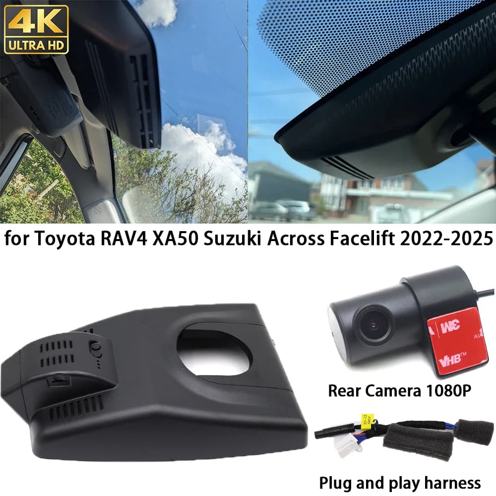 Per Toyota RAV4 XA50 Suzuki Across Facelift 2022-2025 4K Dash Cam Telecamera anteriore posteriore DVR Plug and Play Videoregistratore 24 ore di registrazione