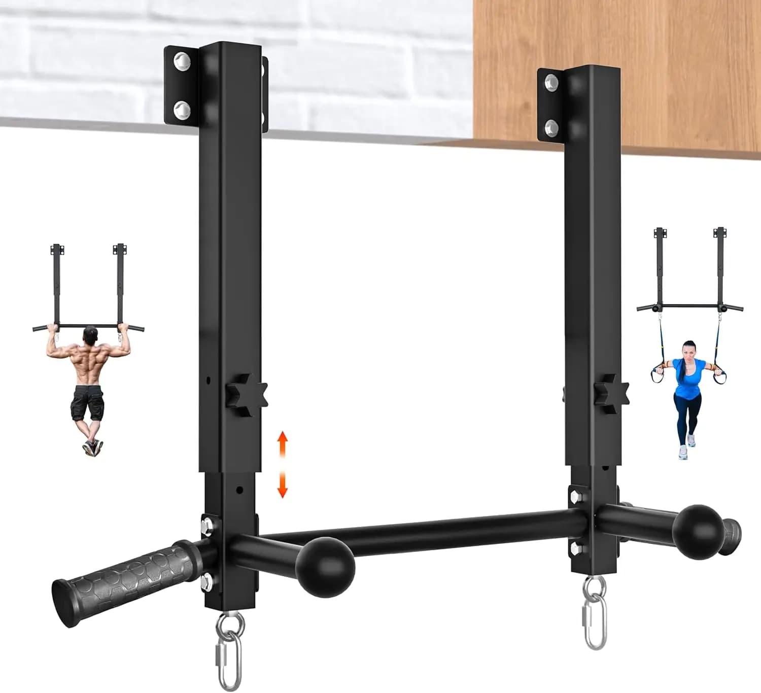 Traction bar mounted on union, traction bar for heavy loads mounted on wall by 800 pounds, adjustable height traction bar for garage, basement, back