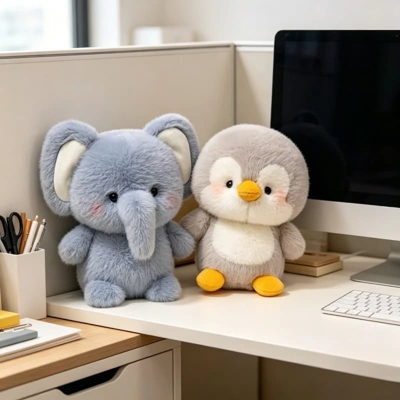 Peluche Elefante e Pinguino, Morbido Pupazzo Imbottito, Giocattolo Carino per Bambini, Regalo di Compleanno, Decorazione per la Casa