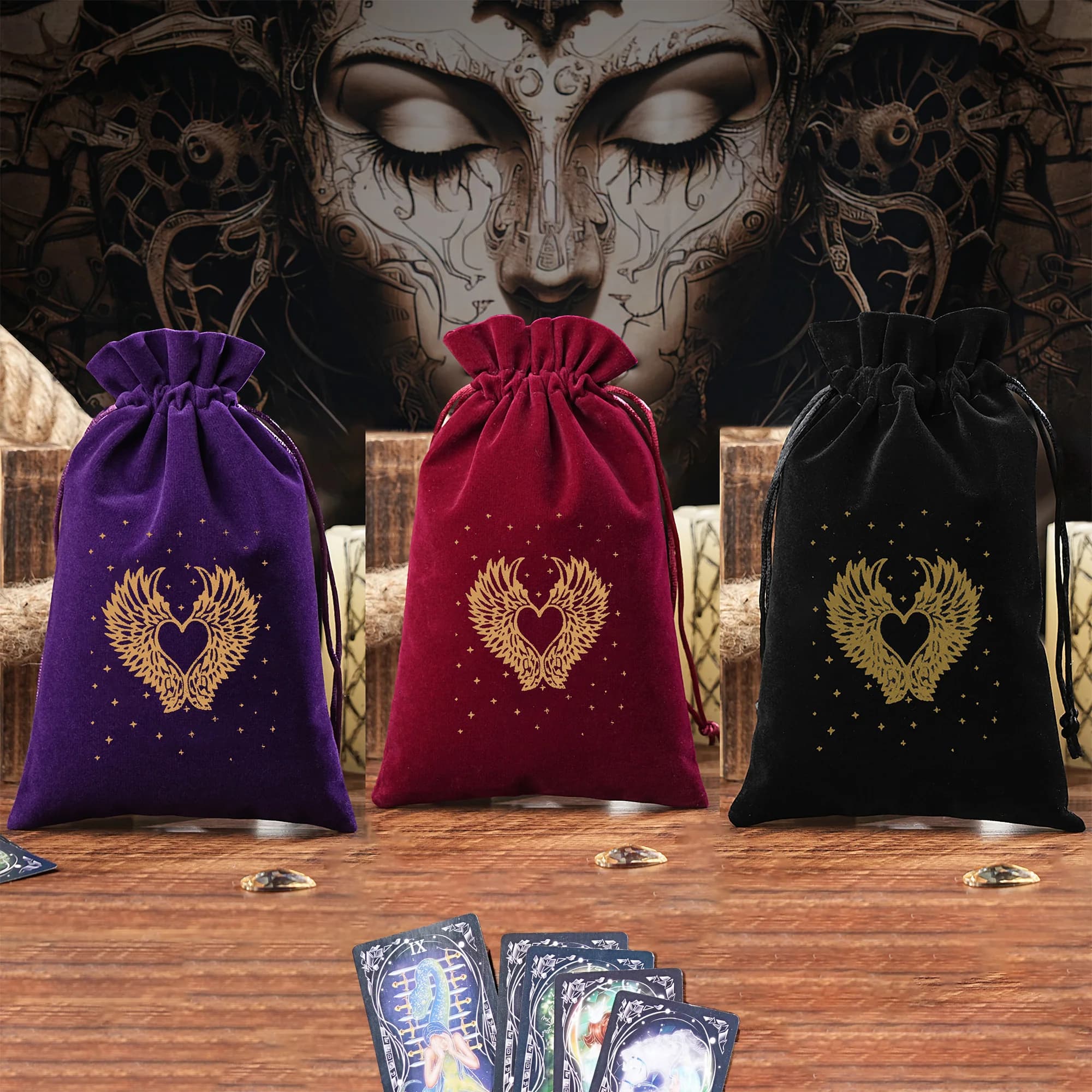 1 pz 14x22 cm Più Grande Tarocchi Dadi Borsa Velluto Tarocchi Rune Bag per Tarocchi Oracle Sport Card Divinazione Sacchetto di Immagazzinaggio All'ingrosso