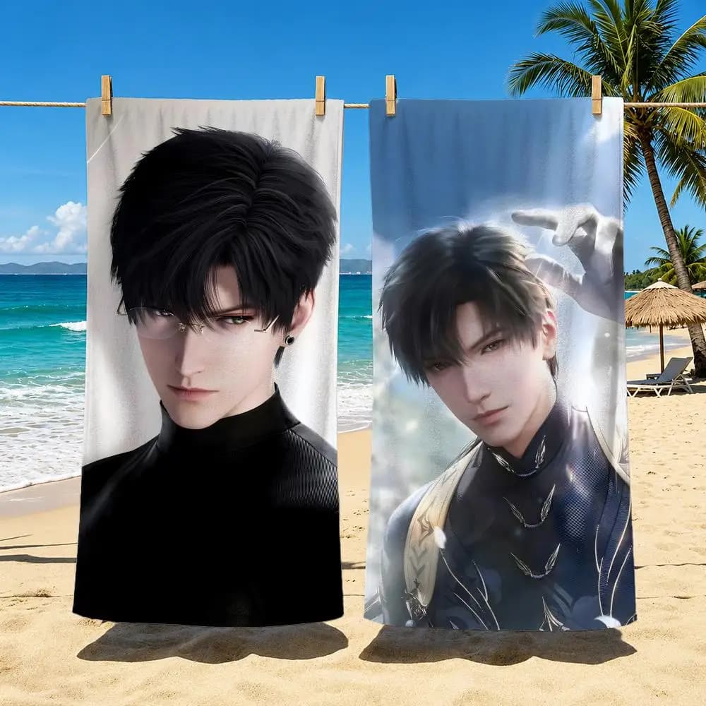 Character Love And Deepspace Zayne Towel Polyester Beach Towel Quick Dry Sand Free Bath Towel for Summer Pool Travel Vacation