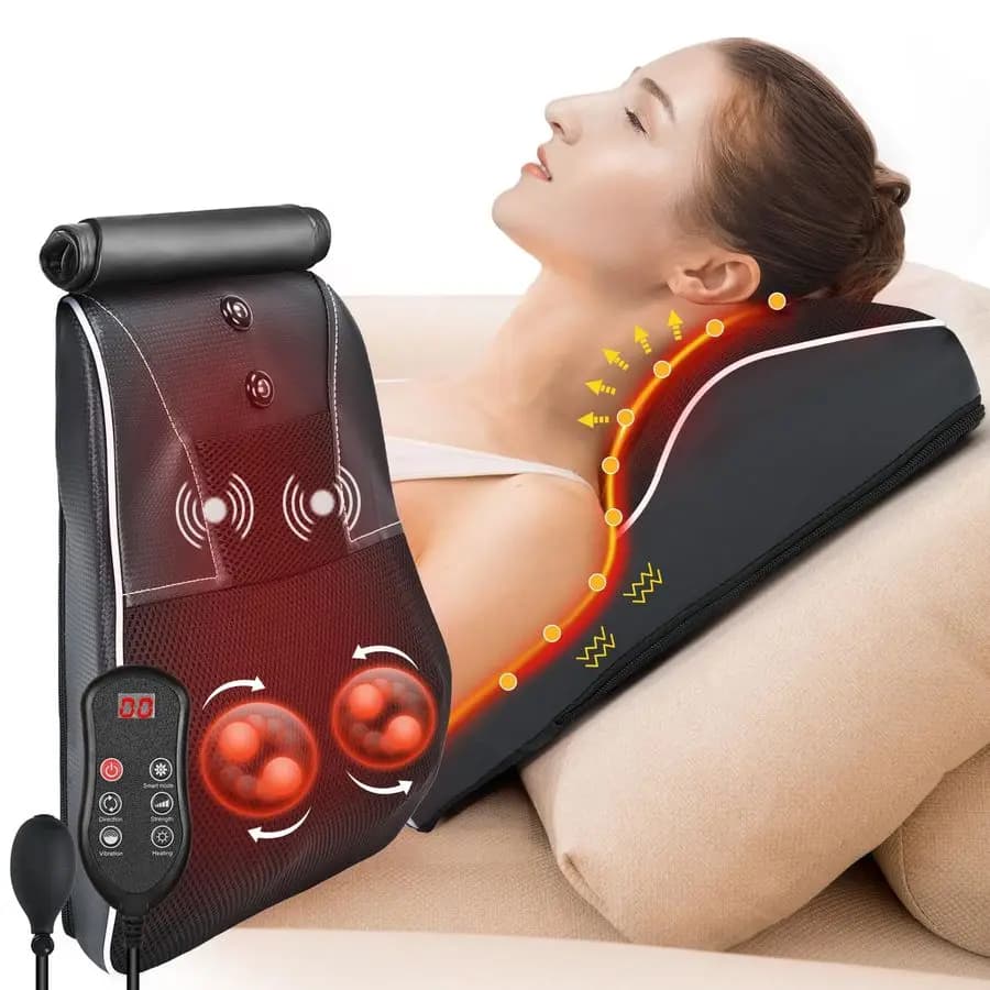 Neck and neck massager with Heat, Neck massager for Relieving Pain, 3D Massage cushion for Back, Spalle, Gambe, Gift
