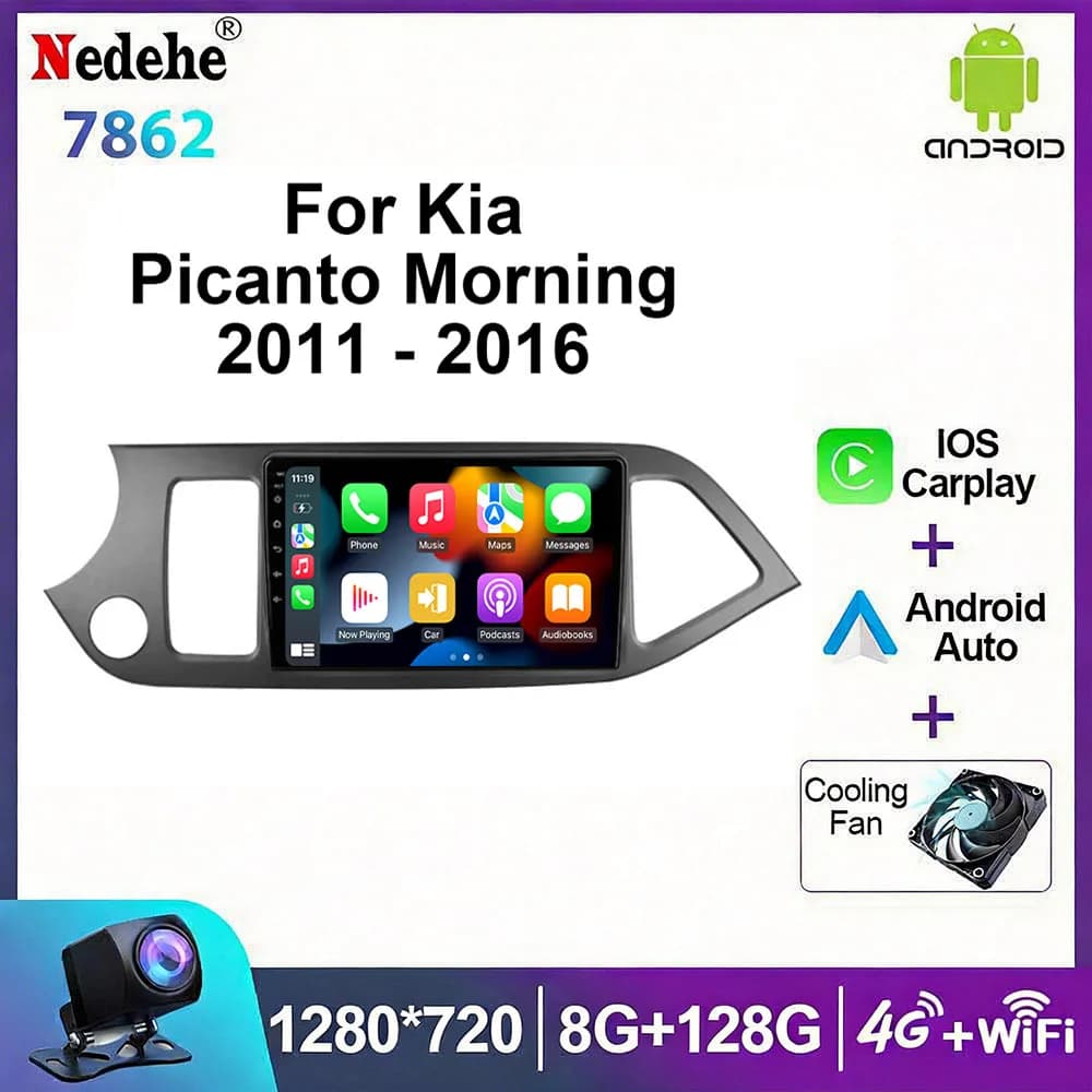 Wireless Carplay Android All-in-one Car Radio Stereo For KIA PICANTO Morning 2011-2016 Multimedia Player GPS Navigation 4G DSP