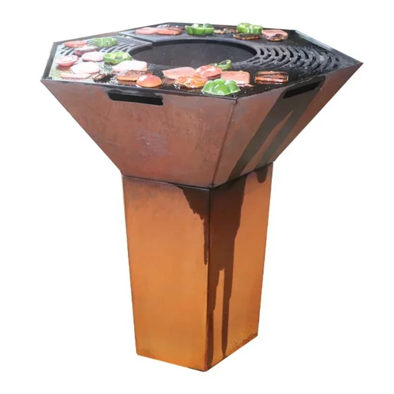 Camping yard in the yard, double-purpose stove for fire and outdoor barbecue, outdoor barbecue, fire table, fire stove
