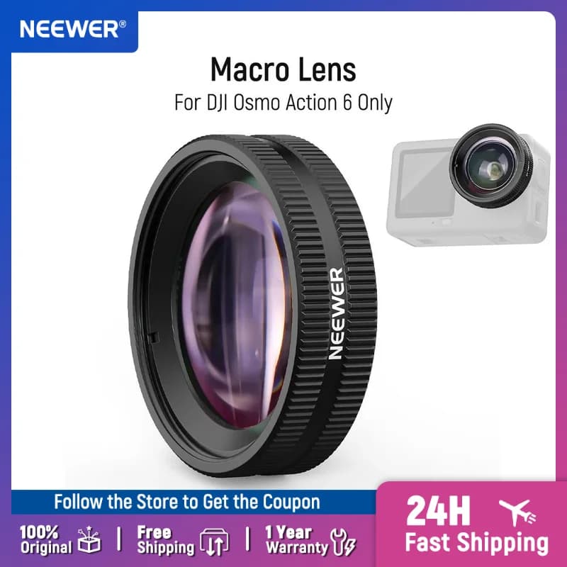 Obiettivo Macro NEEWER per Action Camera, Accessori per Fotografia Ravvicinata, Portata di Messa a Fuoco 2-3cm, Solo per DJI Osmo Action 6