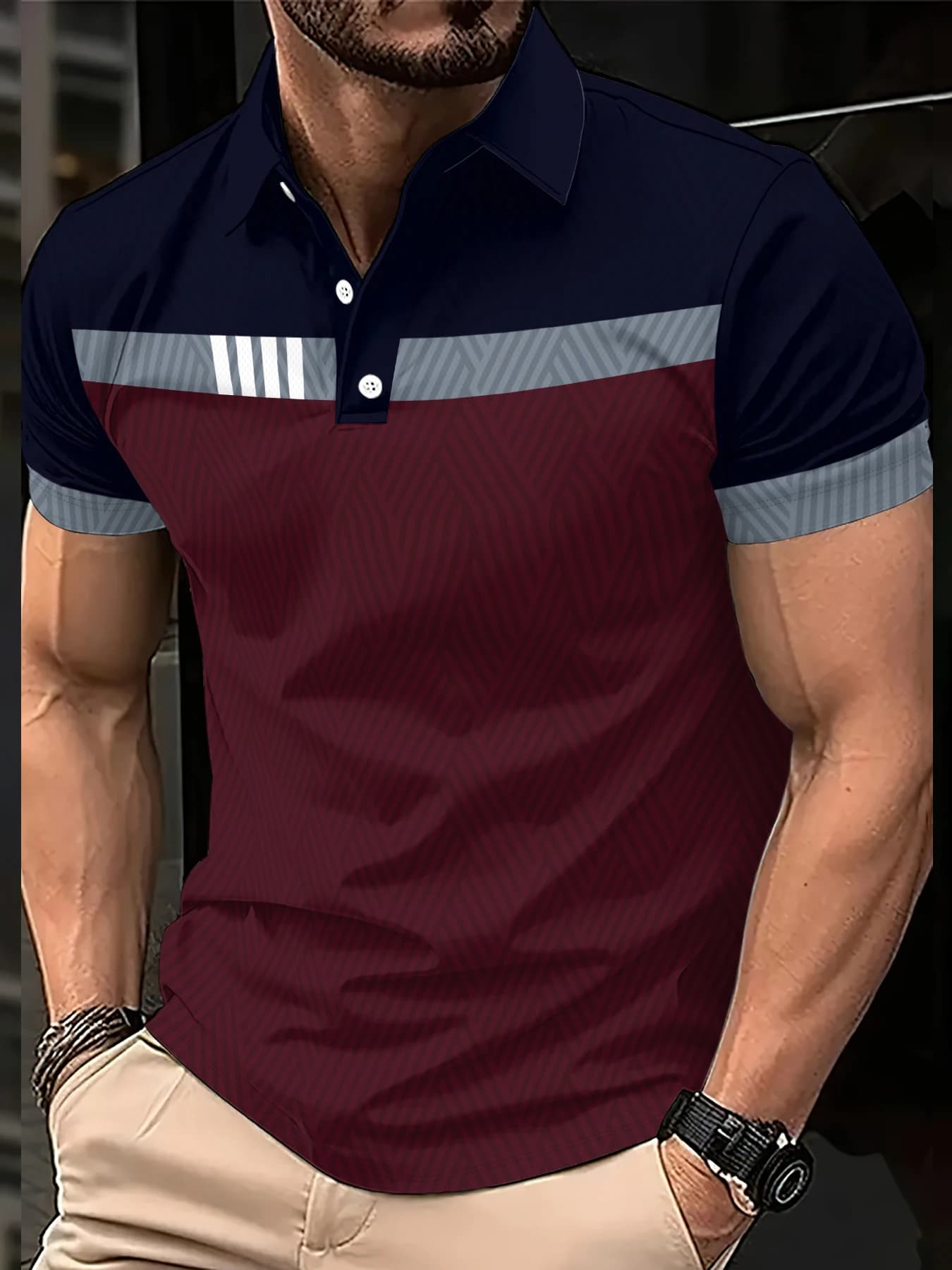 Polo a maniche corte da uomo nuovo stile estivo 2026 con stampa 3D per un look casual da strada, morbido e confortevole