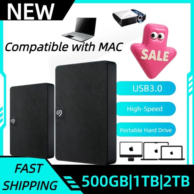 New For Seagate Portable External Hard Drive 2.5 Inch USB3.0 High Speed 500GB 1TB Extended Storage Disk For Laptop Desktop PC
