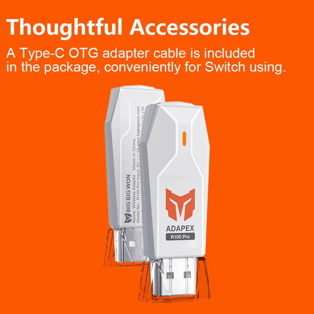 Adattatore Wireless Bluetooth USB BIGBIG WON R100 Pro per Controller Gamepad Windows, Switch, PS4/PS5, XBOX One S