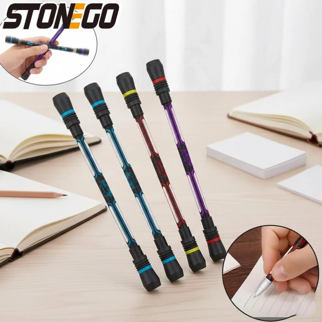 Penna Antistress Girevole 1 Pezzo per Adulti e Bambini, Penna Fidget Antistress con Spinner a Sfera Antiscivolo, Giocattolo Antistress