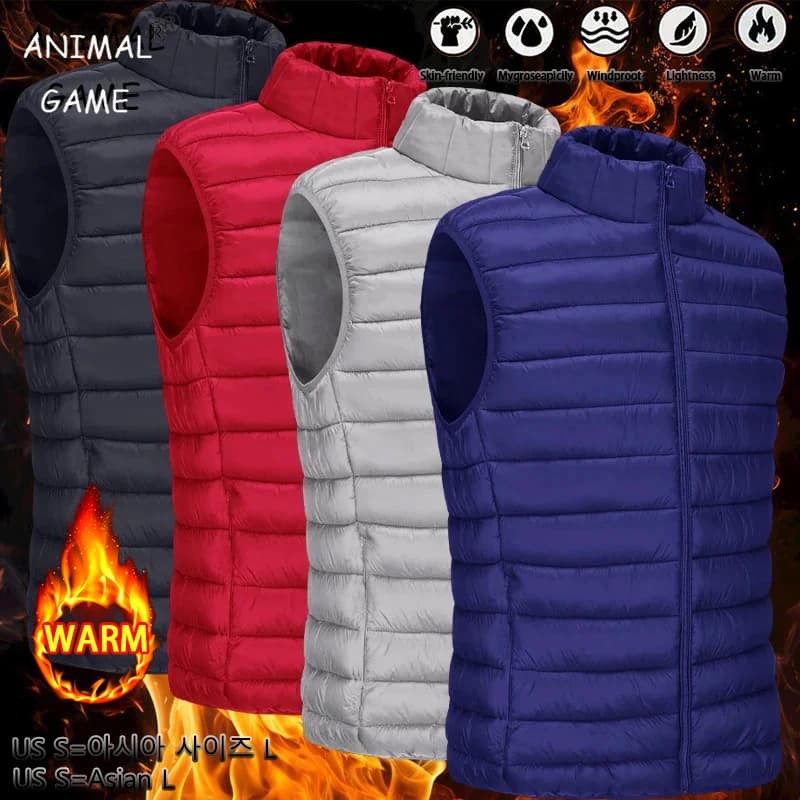 Gioco di animali Gilet casual da esterno Autunno leggero senza maniche Giacca da ciclismo Cerniera Capispalla da arrampicata Piumini con tasche