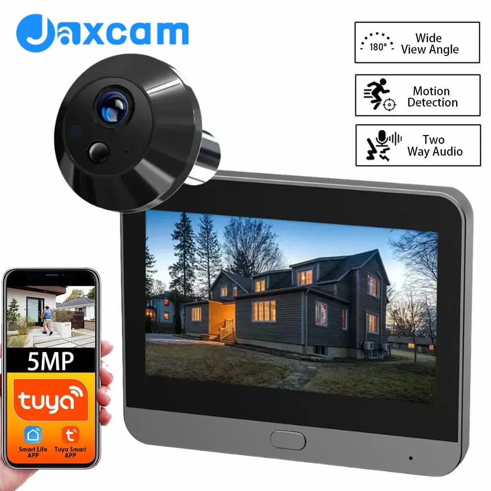 Spioncino Digitale WiFi 2.4Ghz HD 5MP con App Tuya Smart Life, Telecamera a Batteria con Monitor da 4.3 Pollici