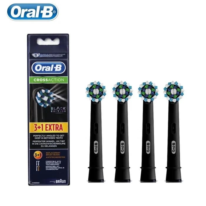 Oral-B EB50 Cross-action Clean teeth Round head spare heads for adult rotating toothbrush black 4 pieces/pack