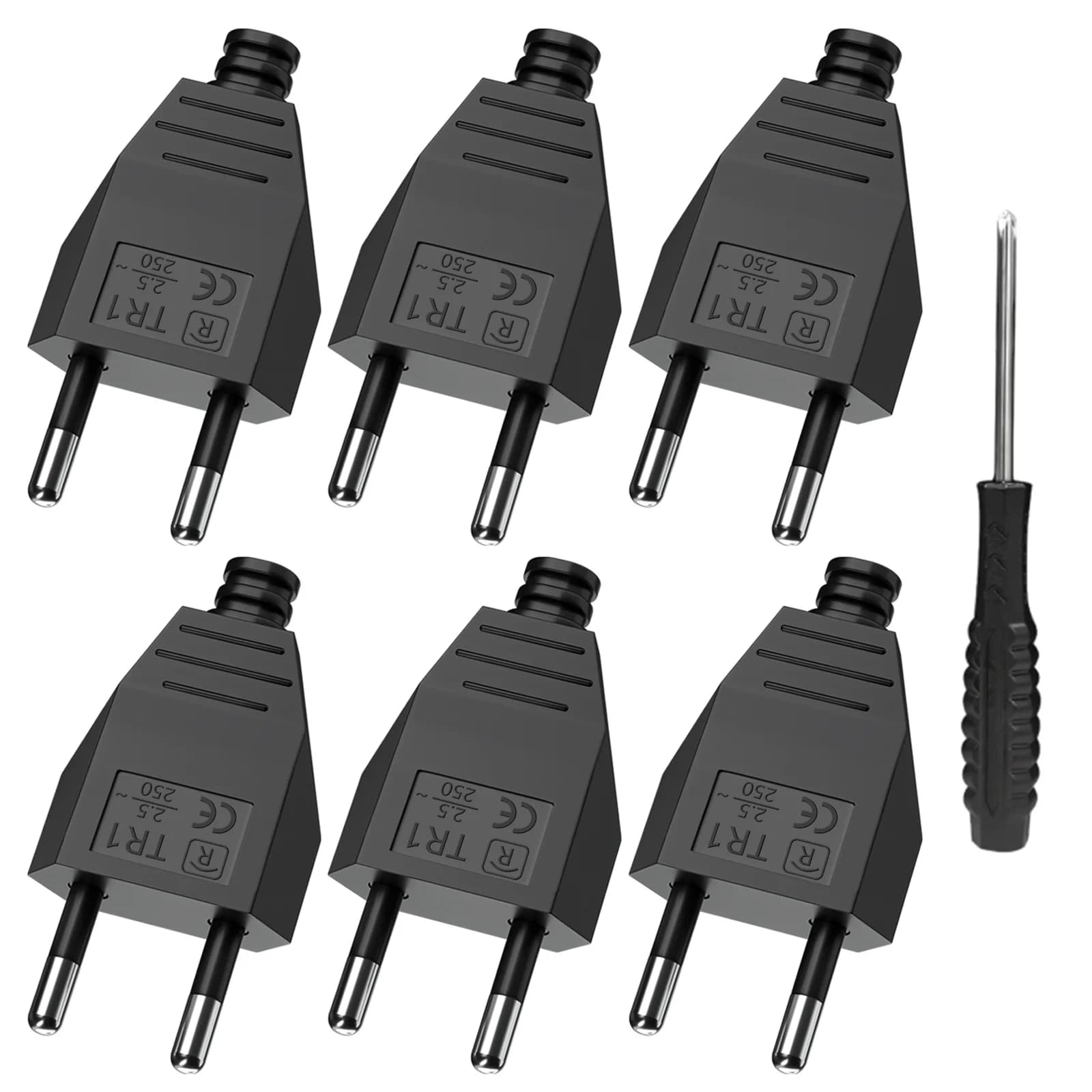 Adattatore per spina UE 4/6/8 pezzi, connettore maschio per cablaggio sostituibile Cavo di alimentazione Schuko 110-250 V Presa di corrente cablata con cacciavite